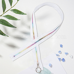 4個 #5 ナイロンコイルジッパー レインボージッパーテープ  樹脂コイルのカラフルな歯  ホワイト  800x32mm&nbsp;SENE-CY0001-13B-02