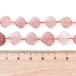 天然ストロベリークォーツ彫刻ビーズ連売り  シェル形状  シードビーズで  12~13x13~14x4~7mm  穴：0.8~1mm  約26個/連  15.35''（39センチメートル）&nbsp;G-H339-A04-01