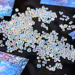 バブルビーズ  DIYの3 Dネイルアートの装飾ミニガラスビーズ  小さなキャビアネイルビーズ  クリアAB  1~3mm&nbsp;GLAA-TAC0016-15