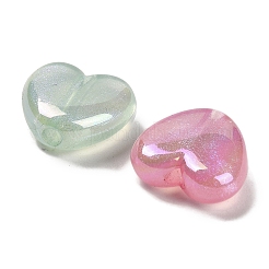 UVメッキ蓄光アクリルビーズ  虹色の  暗闇で光る  ハート  ミックスカラー  15x16.5x6.5mm  穴：2.5mm&nbsp;LACR-R001-12A