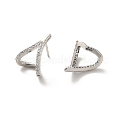 Clear Cubic Zirconia Twist Heart Stud Earrings&nbsp;EJEW-K093-17P