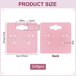 紙のイヤリングディスプレイカード  正方形  ピンク  50x50x0.5mm  穴：2mm  内径：8.5x19mm&nbsp;OFST-WH0004-051