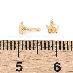 星型真鍮ヘッドピン  おばけ魔女のバロックパール作りに  14KGP本金メッキ  5mm  ヘッド：3.5x3.5mm&nbsp;KK-U051-02G-02