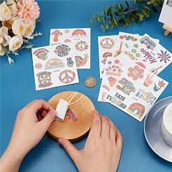 8 Sheets 8 Style Love and Peace Theme Paper Body Art Tattoos Stickers&nbsp;DIY-CP0007-55