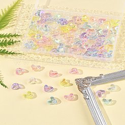98色UVメッキ透明アクリルビーズ7個  虹色の  ハート  ミックスカラー  9x11.5x7mm  穴：1.4mm  14個/カラー&nbsp;MACR-FS0002-17