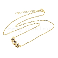 Brass Glass Triple Star Pendant Necklaces&nbsp;KK-CBAB173-03G-03