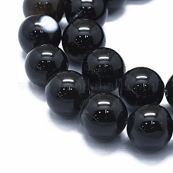 天然石瑪瑙ビーズ連売り  染め＆加熱  ラウンド  ブラック  14mm  穴：2~2.5mm  約29~30個/連  15.1インチ〜15.5インチ（38.5~39.5cm）&nbsp;G-I245-70A-03