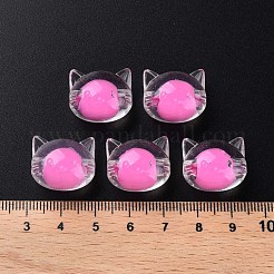 透明なアクリルビーズ  二層ビーズ  猫  ショッキングピンク  16x18.5x14.5mm  穴：3.5mm  約196個/500g&nbsp;MACR-S373-115-B04