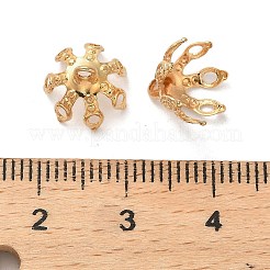 真鍮製のビーズキャップベイル  鉛フリー＆カドミウムフリー  ライトゴールド  8x10.5mm  穴：1.2mm&nbsp;KK-R211-10KCG