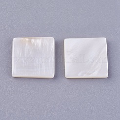 シェルカボション  正方形  フローラルホワイト  11x11x1.5~2mm&nbsp;BSHE-P026-24