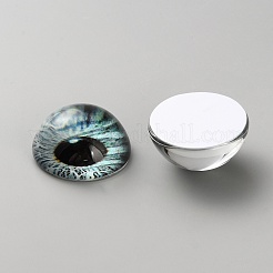 ガラス製キャットアイ装飾アイピース  半円  士官候補生ブルー  30x15mm&nbsp;LS-DIY-WH0110-26C