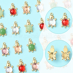 24 個 6 色のアクリル合金ペンダント  ゴールド  カメ  ミックスカラー  22x13.5x6.5~6.8mm  穴：1.6mm  4個/カラー&nbsp;FIND-FS0003-29