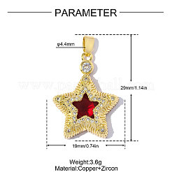 Brass Pave Red Cubic Zirconia Pendants&nbsp;CU-OY001-05G