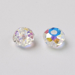 電気メッキガラスビーズ  ABカラーメッキ  多面カット  ロンデル  クリスタルAB  4x3mm  穴：1mm&nbsp;RGLA-L024-H-001AB