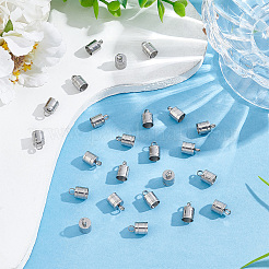 304ステンレススチールコードエンド50個  コラム  ステンレス鋼色  11x7mm  穴：3mm  内径：6mm&nbsp;STAS-UN0041-50