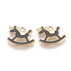 合金エナメルチャーム  ロッキング馬  ライトゴールド  ミックスカラー  13x16x1.5mm  穴：1mm&nbsp;ENAM-S115-040-M
