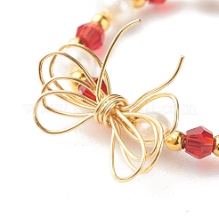 Imitate Austrian Crystal Bicone Glass Beaded Finger Rings&nbsp;RJEW-TA00003-03