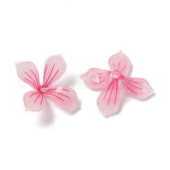 不透明樹脂ビーズキャップ  4花びら  花  濃いピンク  16.5x16x8mm  穴：1.5mm&nbsp;RESI-L035-16