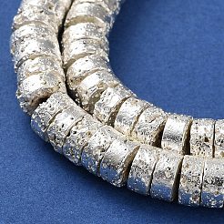 電気メッキされた天然溶岩岩ビーズ連売り  ディスク  ヒシビーズ  銀メッキ  6.5x3mm  穴：1.4mm  約137個/連  15.87''（40.3センチメートル）&nbsp;G-I360-A01-04
