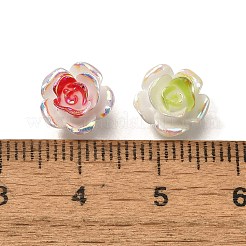 ルミナスオペーク樹脂カボション  花  ツートン  暗闇で光る  ミックスカラー  9x9x4.5mm&nbsp;CRES-R458-12