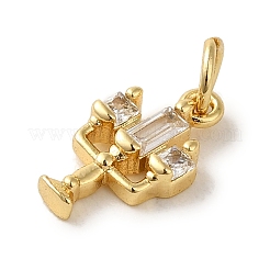 真鍮マイクロパヴェクリアキュービックジルコニアペンダント  ろうそく  18KGP本金メッキ  13.5x8x2.6mm  穴：3.2mm&nbsp;X-KK-R162-023G