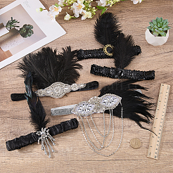 5Pcs 5 Styles Feather with Plastic Headbands&nbsp;OHAR-WR0001-08