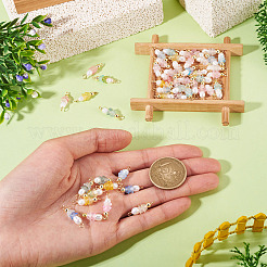 48個 12スタイル アクリル&天然パールフラワーコネクターチャーム  真鍮のループを有します  ゴールドカラー  ミックスカラー  19.5x6mm  穴：1.5mmと2mm  4個/スタイル&nbsp;PALLOY-CW00008