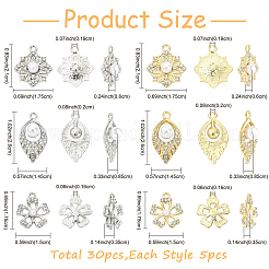 30Pcs 6 Styles Alloy Rhinestone Pendants&nbsp;FIND-YW0011-97