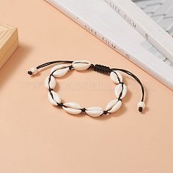Natural Shell & Synthetic Turquoise Braided Bead Bracelet for Women&nbsp;BJEW-JB09245