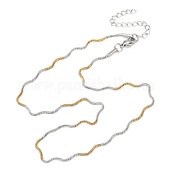 1.5MM Two Tone 304 Stainless Steel Wave Snake Chain Necklaces for Women&nbsp;NJEW-G194-01GP