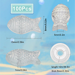 魚のビーズを使ったストレッチブレスレットのDIYキット  ガラスビーズ入り  伸縮性のある糸  ライトスカイブルー  ビーズ：15x8x5mm  穴：1mm  100個/箱&nbsp;GLAA-SC0001-77B