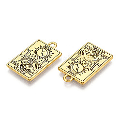 ラックメッキ合金ペンダント  カドミウムフリー＆ニッケルフリー＆鉛フリー  タロットチャーム  アンティーク黄金  月xviii  23.5x14.5x1.5mm  穴：1.8mm&nbsp;PALLOY-WH0103-04C-AG