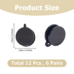 304ステンレススチールカフイヤリング12個  フラットラウンド  ブラック  13x12mm&nbsp;EJEW-HS0001-28B
