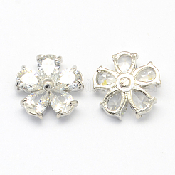 Flower Alloy Cubic Zirconia Cabochons&nbsp;ZIRC-R007-024E-02