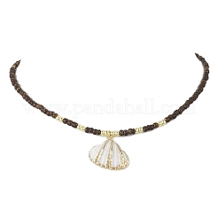 4Pcs 4 Styles Electroplated Natural Shell Pendant Necklaces&nbsp;NJEW-JN05221