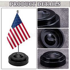 プラスチック製のミニフラッグスタンド  テーブルフラッグホルダー  フラットラウンド  ブラック  62.5x25.5mm&nbsp;FIND-WH0139-921A