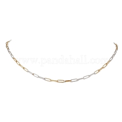 2Pcs 2 Styles 3MM Two Tone 304 Stainless Steel Paperclip Chain Necklaces for Women Men&nbsp;NJEW-JN05615