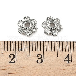 Brass Micro Pave Clear Cubic Zirconia Bead Caps&nbsp;KK-S350-12P