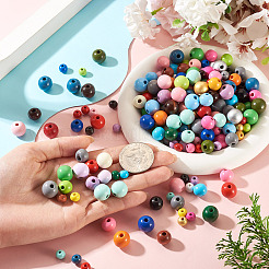 300Pcs 3 Styles Round Natural Wood Beads&nbsp;WOOD-TA0003-04