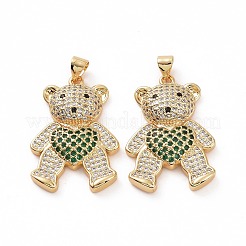 Brass Micro Pave Clear Cubic Zirconia Pendants&nbsp;ZIRC-F135-26G-01