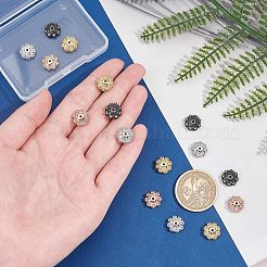 マルチペタルブラスマイクロパヴェキュービックジルコニアビーズキャップ  花  透明  ミックスカラー  10x4mm  穴：1.2mm  4個/カラー  4色  16個/箱&nbsp;ZIRC-NB0001-44