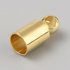 真鍮製コードエンドパーツ  エンドキャップ  コラム  14KGP本金メッキ  8x3.5mm  穴：1.4mm  内径：3mm&nbsp;FIND-WH0260-01C-02