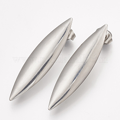変色しない304ステンレススチールスタッドピアス金具  カン付き  馬の目  ステンレス鋼色  39x9.5mm  穴：2mm  ピン：0.8mm&nbsp;X-STAS-Q231-09A