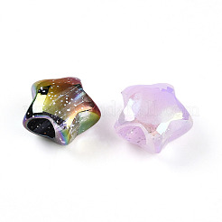 透明UVメッキアクリルビーズ  虹色の  スター  グリッターパウダー付き  多面カット  ミックスカラー  19.2x20.2x12.4mm  穴：7mm&nbsp;OACR-I015-38