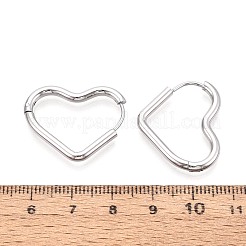 304ステンレススチールフープピアス  ハート  プラチナ  21.5~22x26x2.5mm&nbsp;STAS-T074-53P
