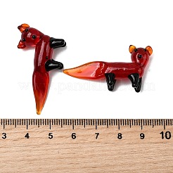インテリアオーナメントパーツ  手作りランプワーク表示の装飾  キツネ  レッド  35x9x23mm&nbsp;LAMP-J084-02
