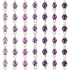 70Pcs 7 Colors Glass Pearl Round Connector Charms&nbsp;PALLOY-TA00267