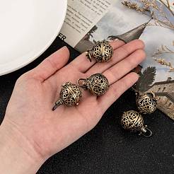 Brass Hollow Round Cage Pendants&nbsp;KK-L079-02-NR
