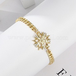 真鍮マイクロペーブクリアキュービックジルコニアリンクブレスレット  女性用キューバチェーンジュエリー  18KGP本金メッキ  蝶  7-1/8インチ（18cm）  ペンダント：20x18.5x3mm&nbsp;BJEW-M050-03G-03