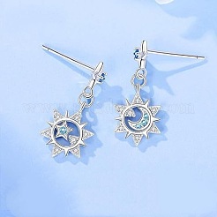 Brass Micro Pave Cubic Zirconia Stud Dangle Earrings for Women&nbsp;WGC617F-01
